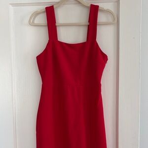 Red Square-Neck Women’s Dress